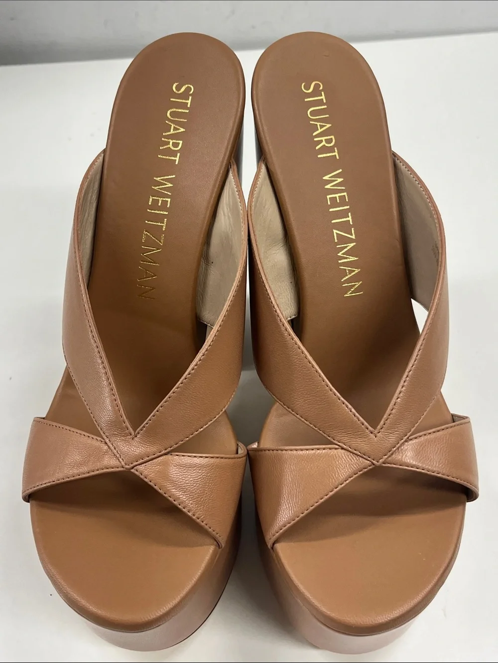 New STUART WEITZMAN Miami Sohigh Crisscross Platform Sandals Size 10